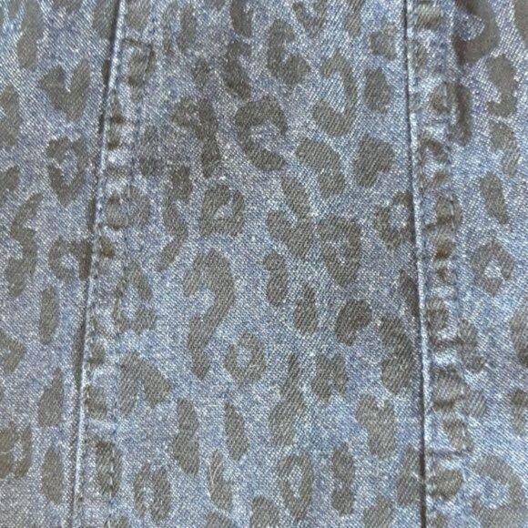 Vtg 80's Studio West Skirt Womens L Cotton Jean Flounce Ruffle Midi Leopard Blue - Picture 3 of 8
